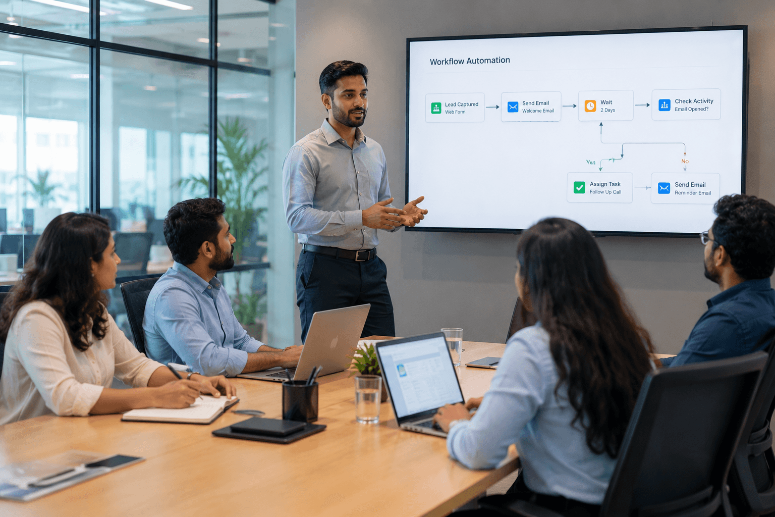 Zoho implementation training session with business team