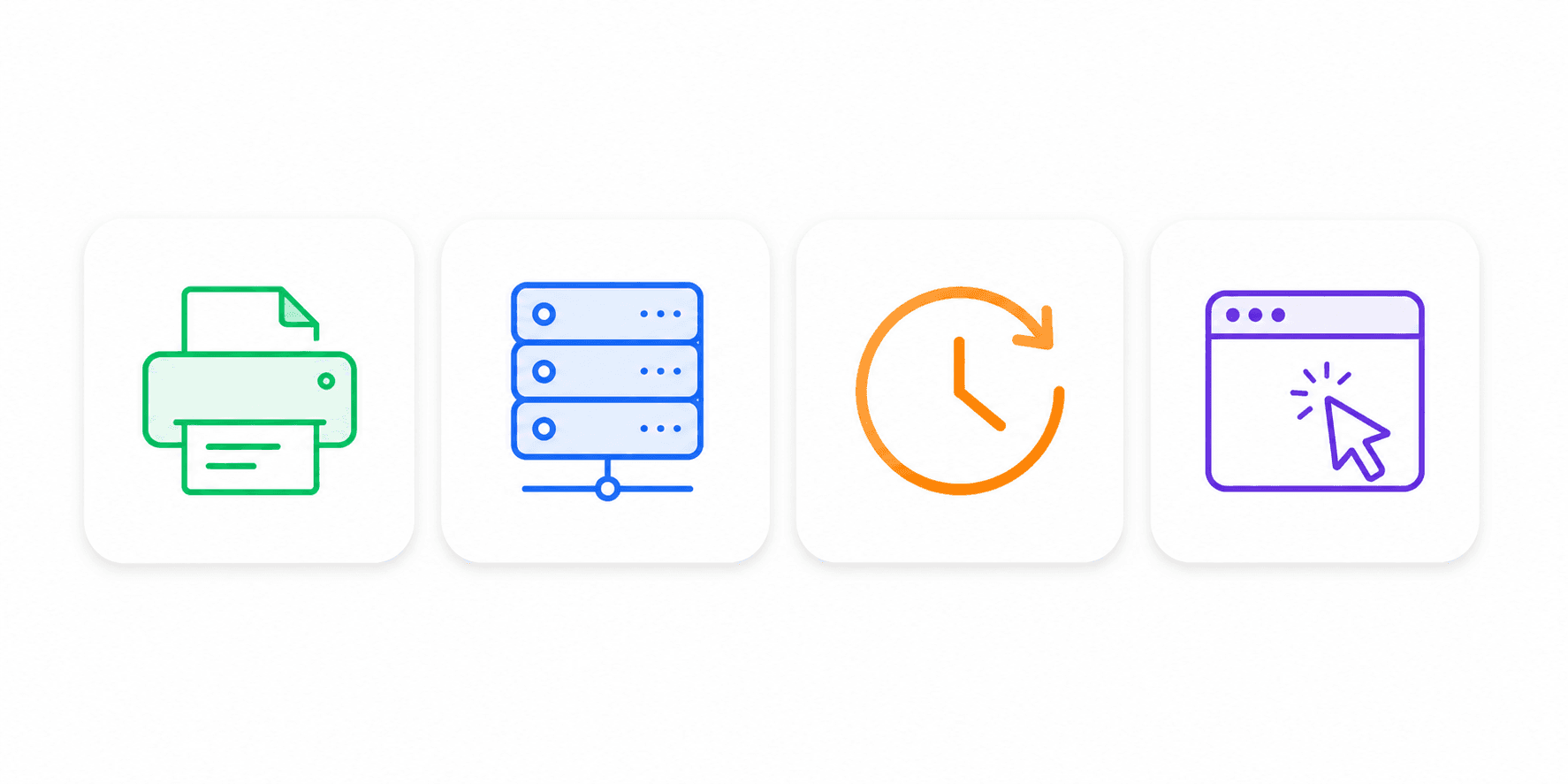 Four icons representing Next.js rendering strategies: SSG, SSR, ISR, and CSR