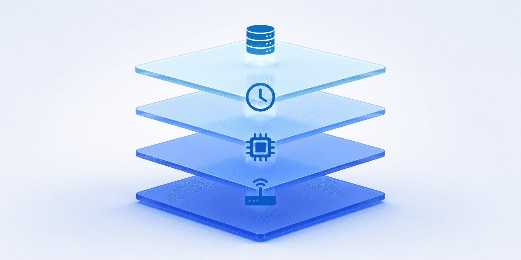 Illustration of the four Next.js caching layers stacked as glass panels