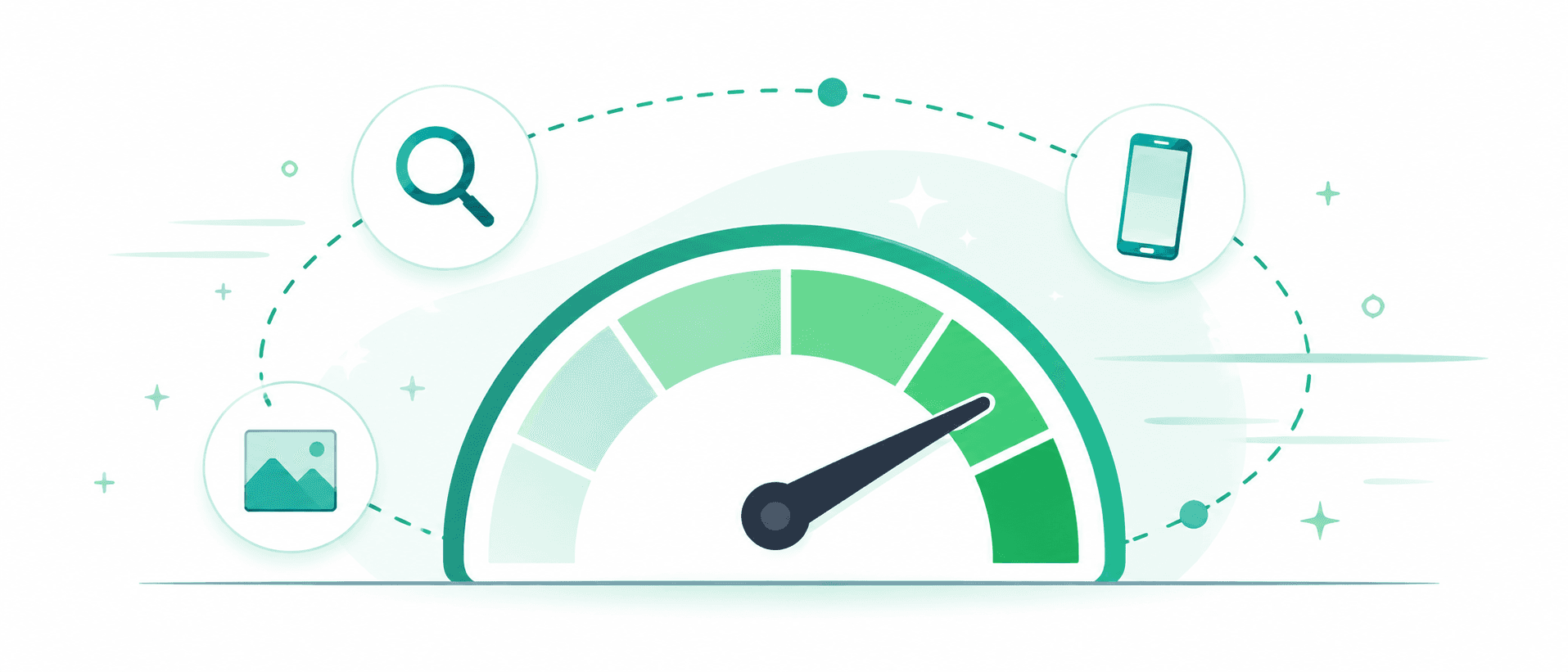 Speedometer illustration representing Next.js performance and SEO optimization