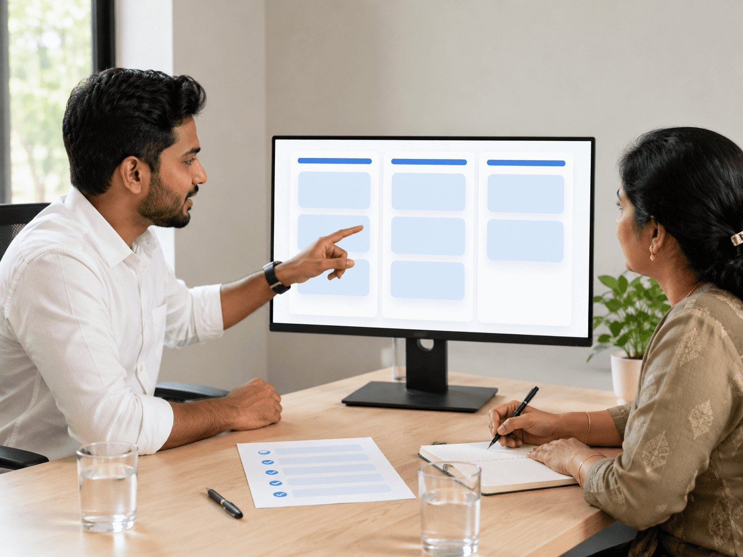An ecommerce team working together on a Shopify store strategy