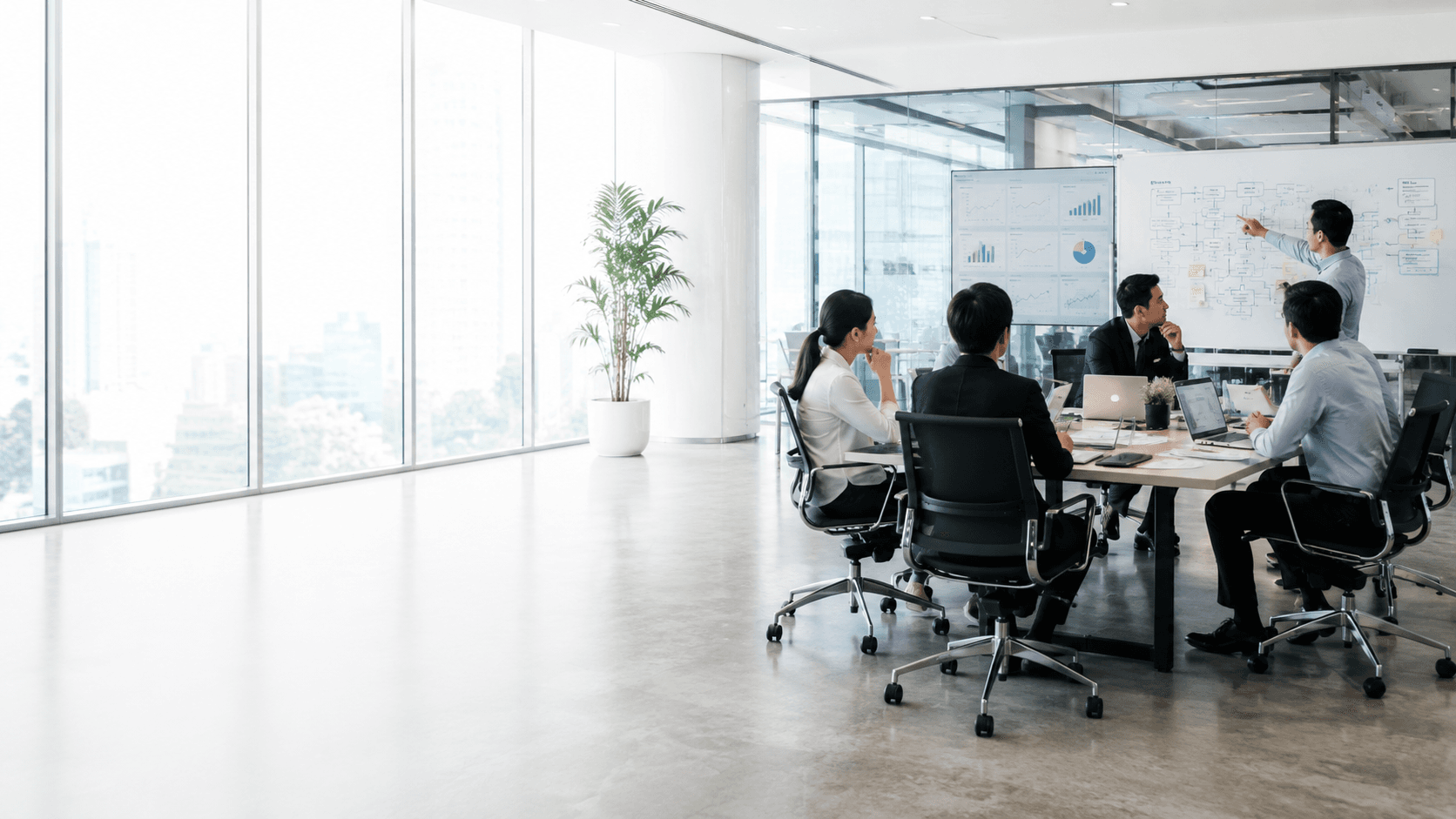 Business strategy workshop at a DIFC office guided by a Zoho Consultant Partner in Dubai