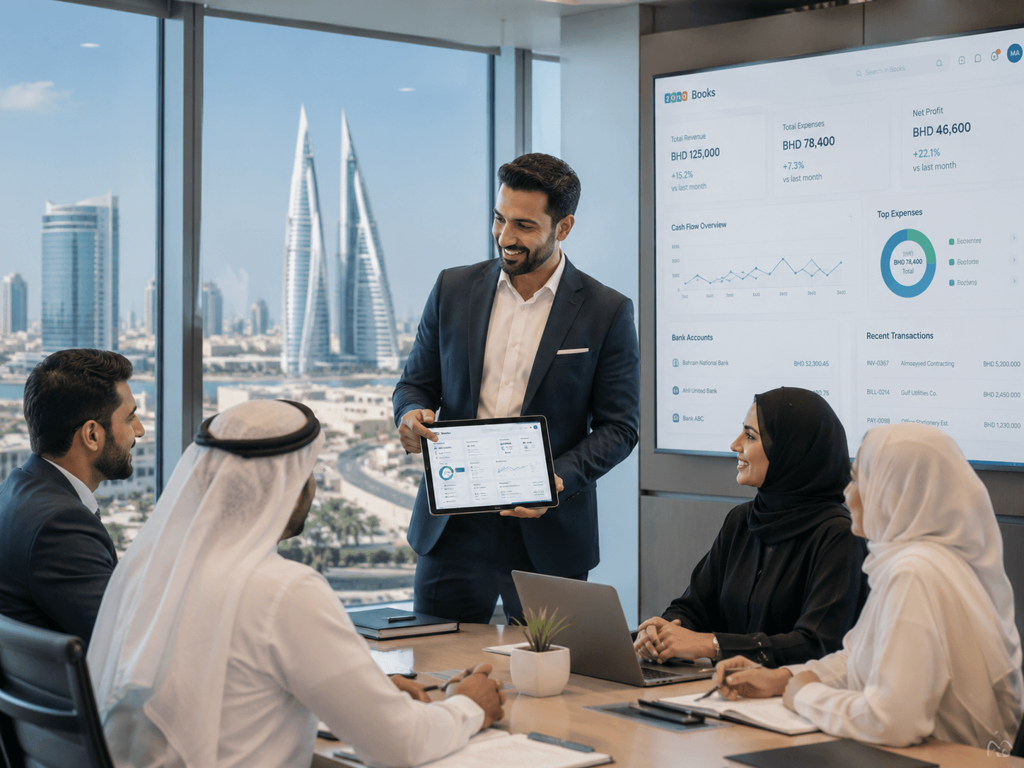 Tech Geum engineers consulting with an enterprise client in Manama