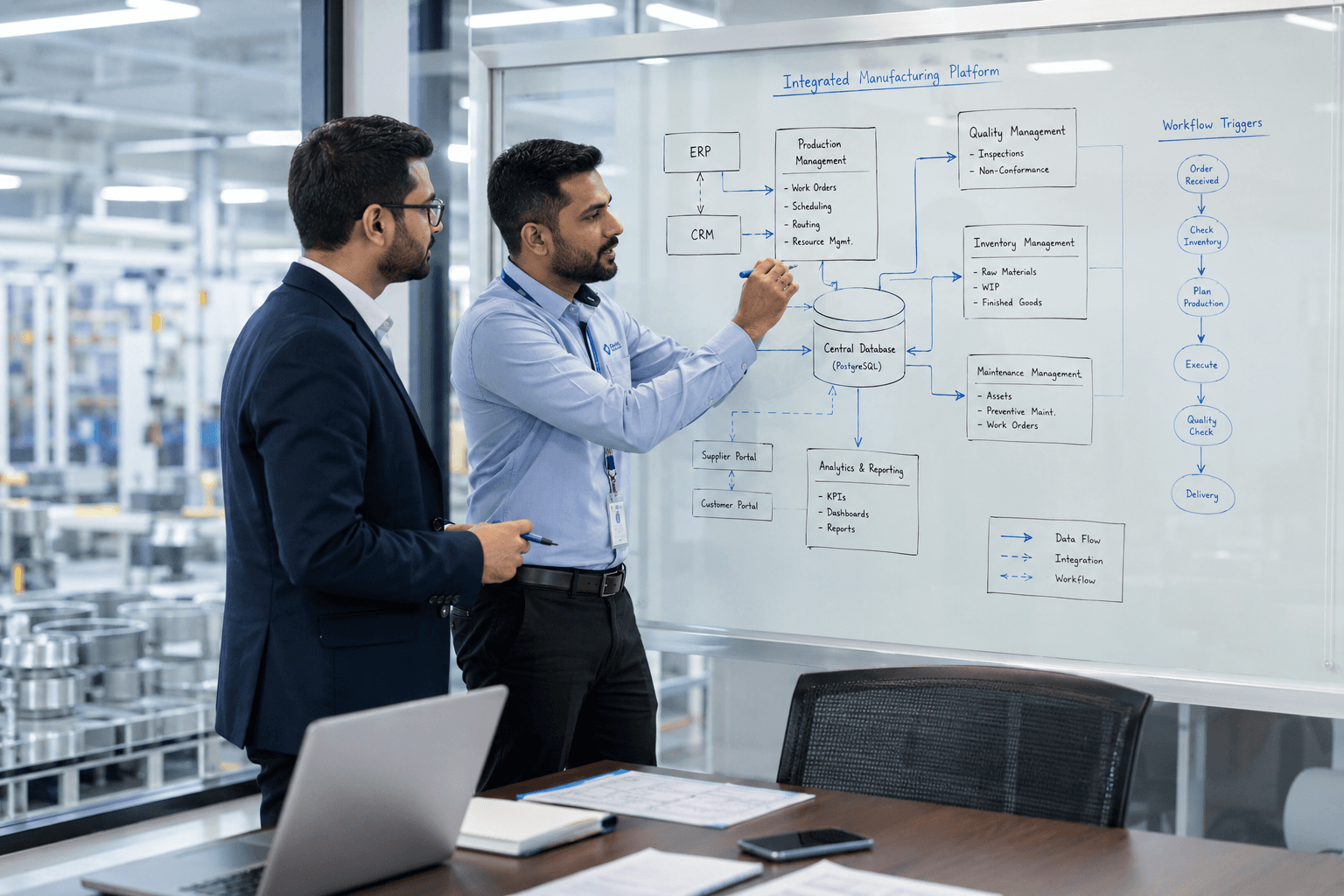 Industrial operations dashboard with custom workflow design in Manama