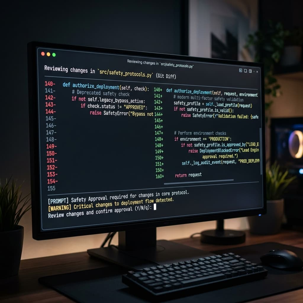 Antigravity developer interface showing human-in-the-loop authorization prompt for executing local scripts