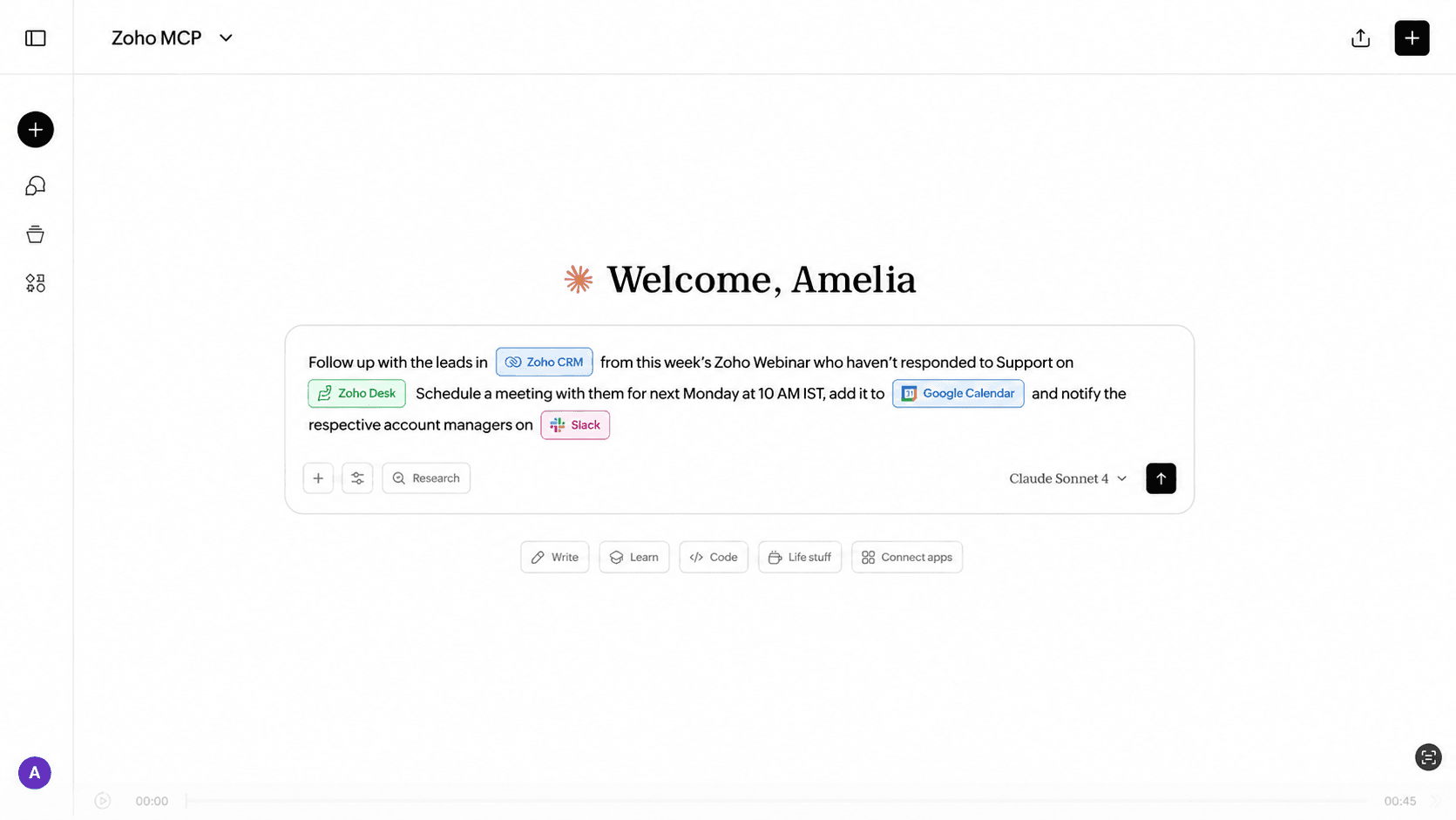 Zoho MCP server connecting third-party AI agents to Zoho business applications securely