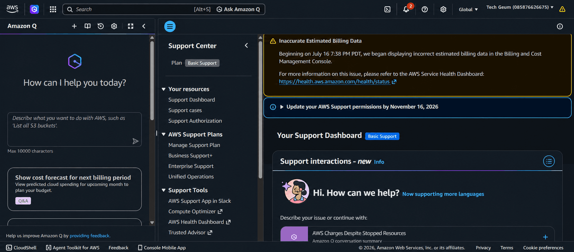 Stylized timeline graphic showing the AWS billing glitch sequence from bug introduction to resolution
