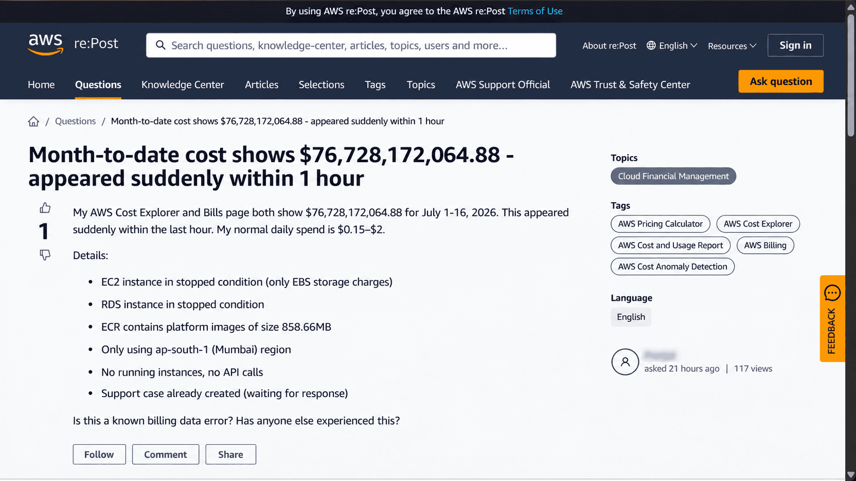 Simplified architecture diagram showing separation between the AWS Cost Explorer estimation subsystem and actual billing pipeline