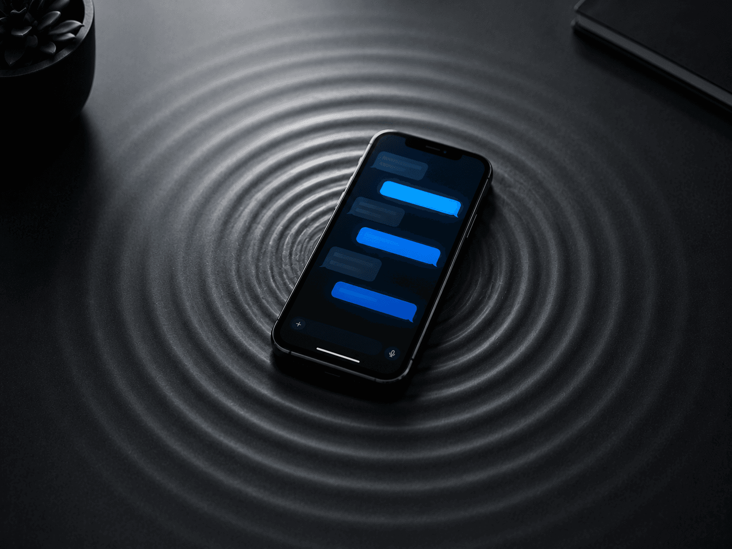 Abstract illustration of the DeepSeek AI app surge showing a smartphone surrounded by shock waves representing the fastest AI app growth in history