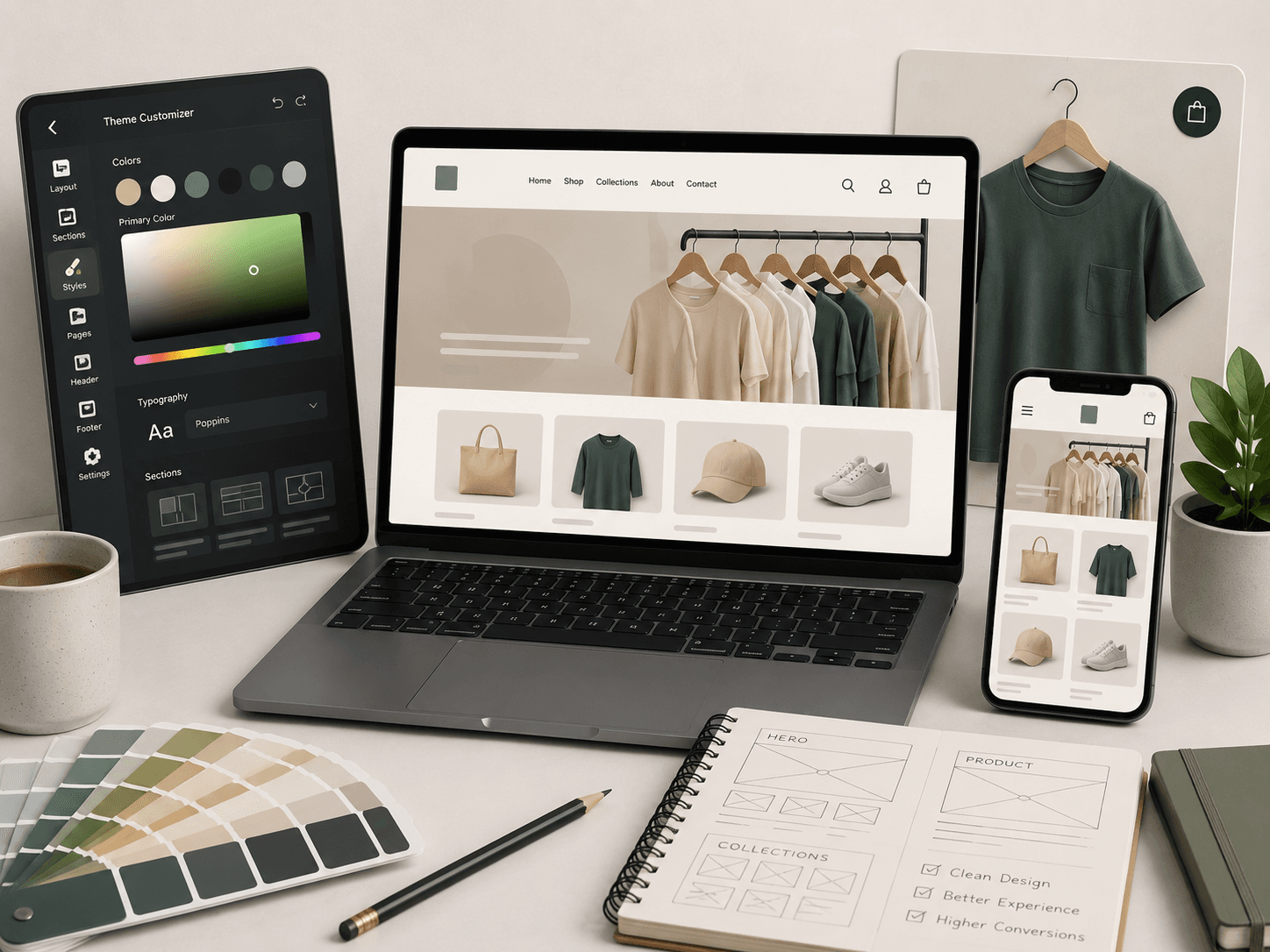 Curated boutique storefront display showcasing a branded shopping experience