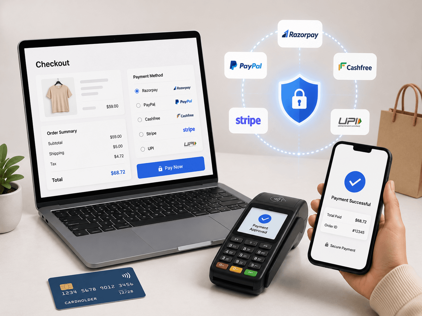 Shopper completing a secure online payment on a smartphone